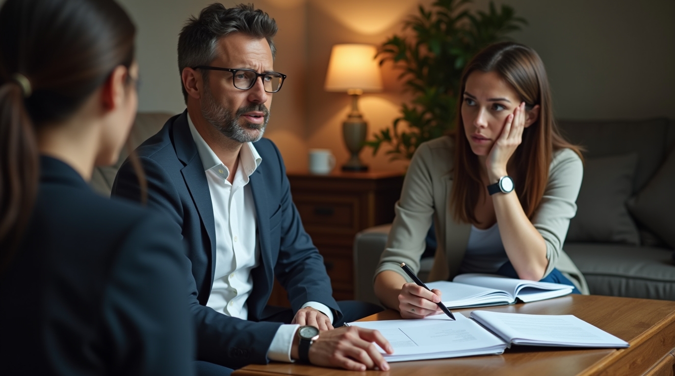 Advocate providing legal consultation at a client's home